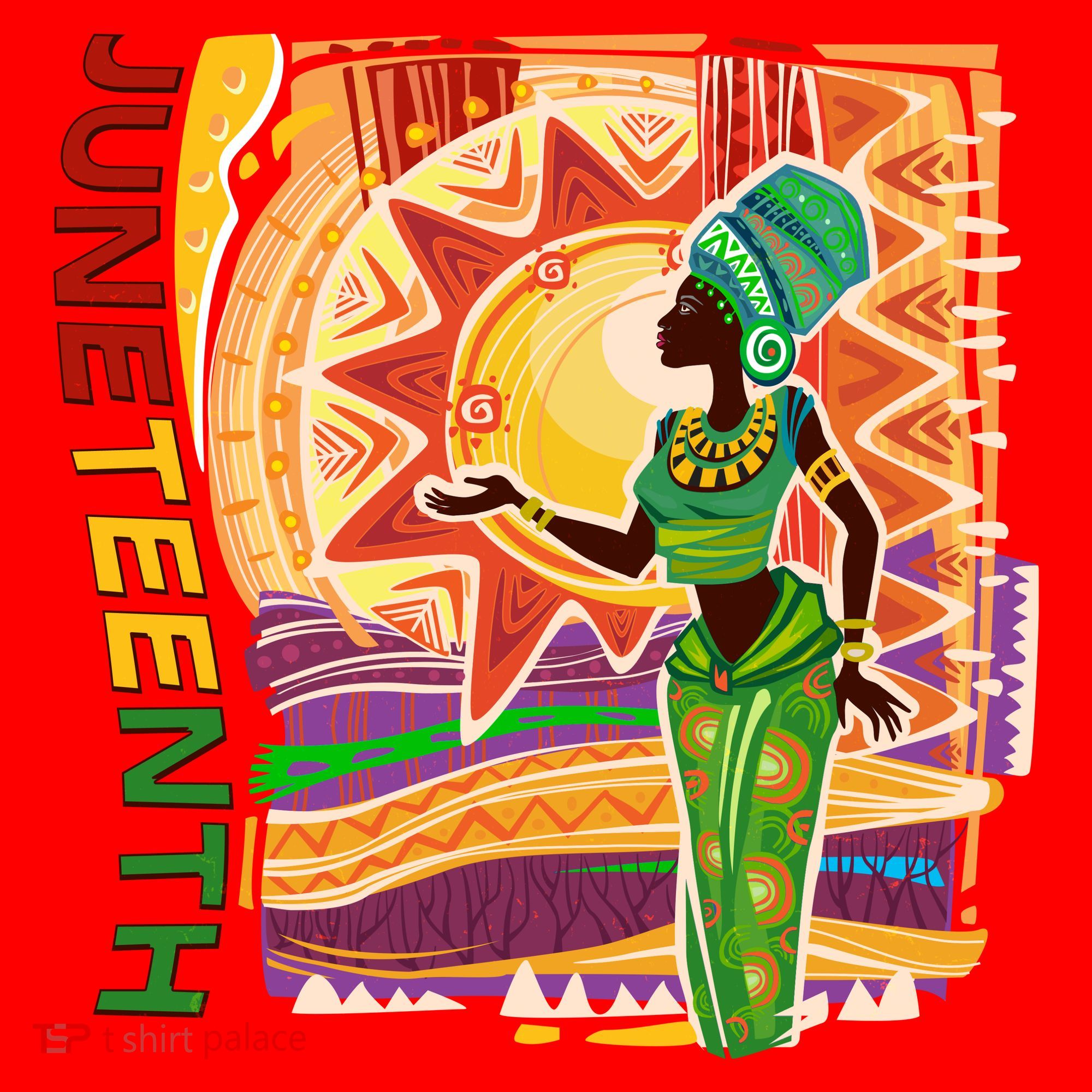 Juneteenth African American Woman African Patterns Santa Hat