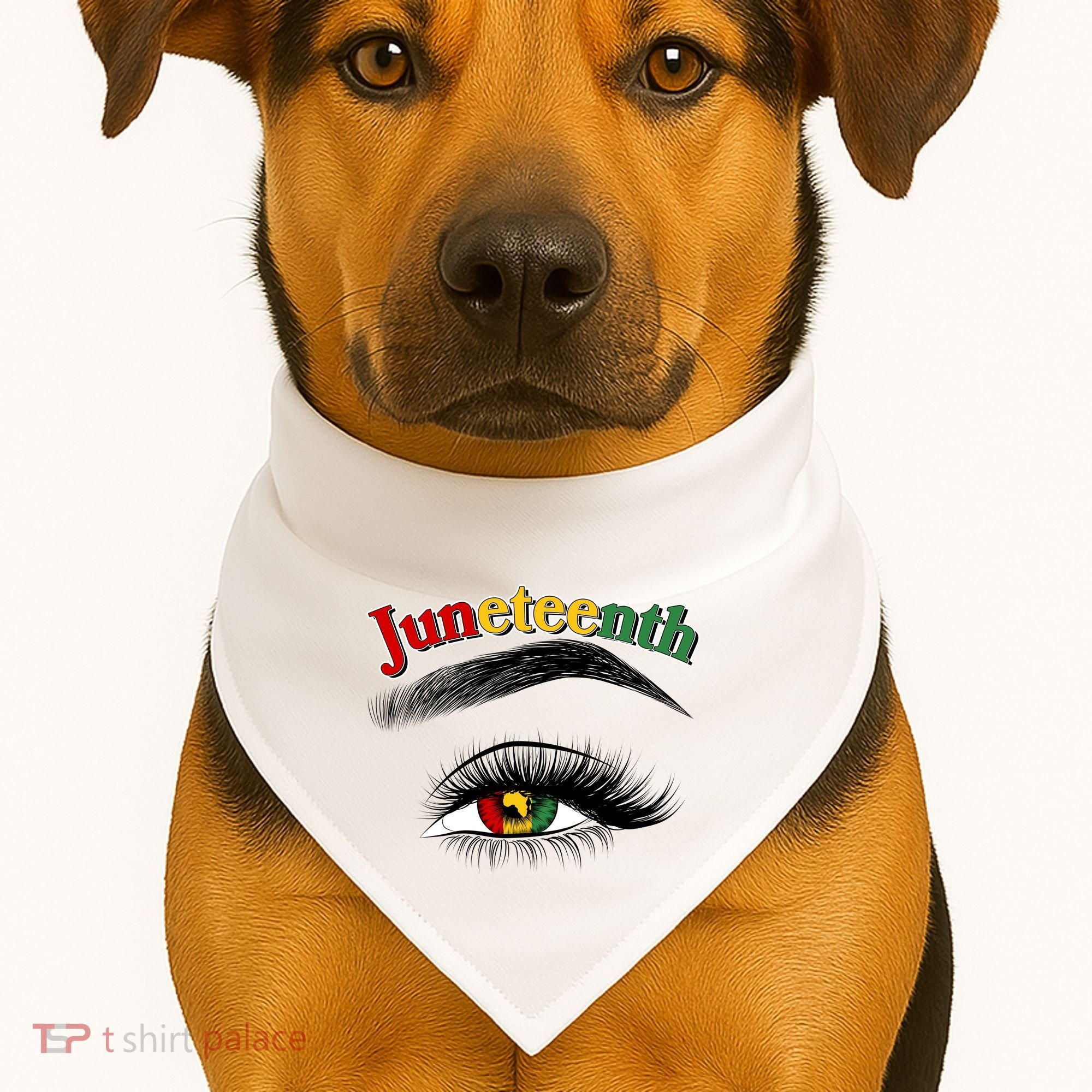 Juneteenth African American Woman Eye USA-Made Doggie Bandana