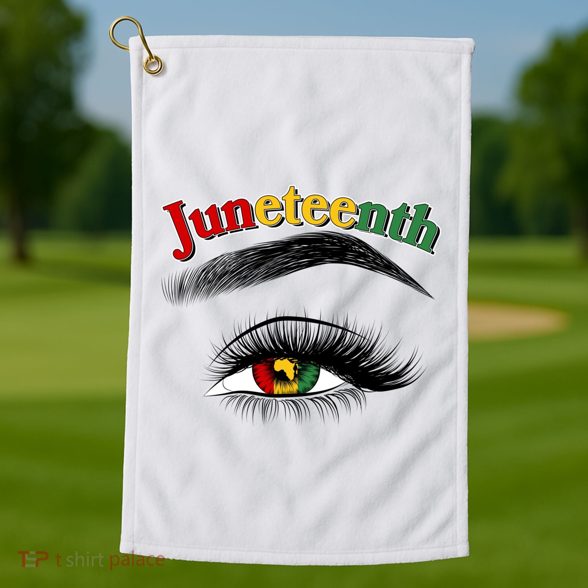 Juneteenth African American Woman Eye Golf Towel