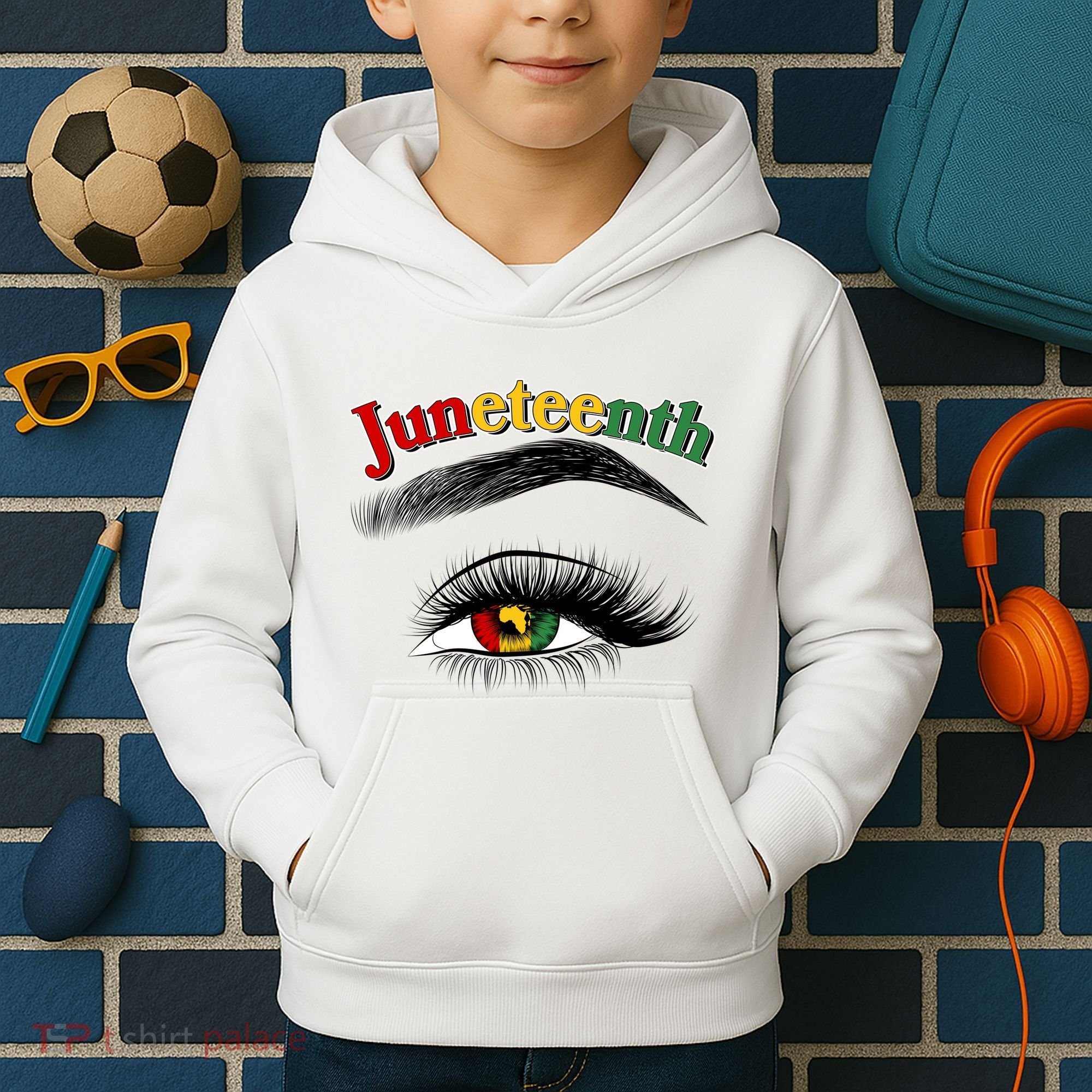 Juneteenth African American Woman Eye Kids Hoodie