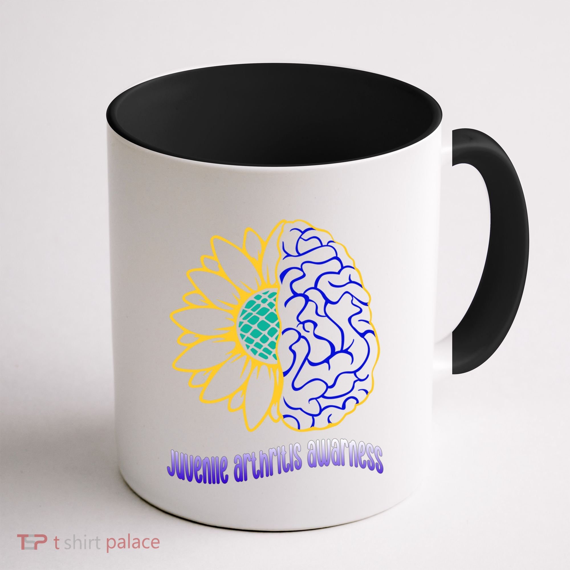 Juvenile Arthritis Awareness Month Sunflower Blue Ribbon Gift Coffee Mug