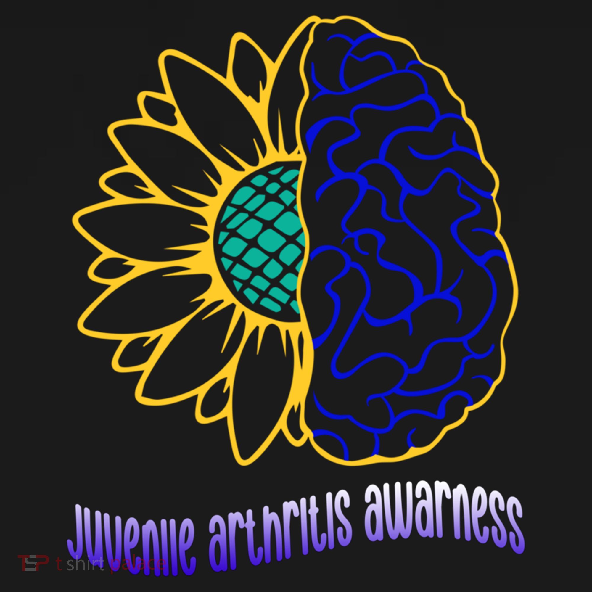 Juvenile Arthritis Awareness Month Sunflower Blue Ribbon Gift Women's Hoodie