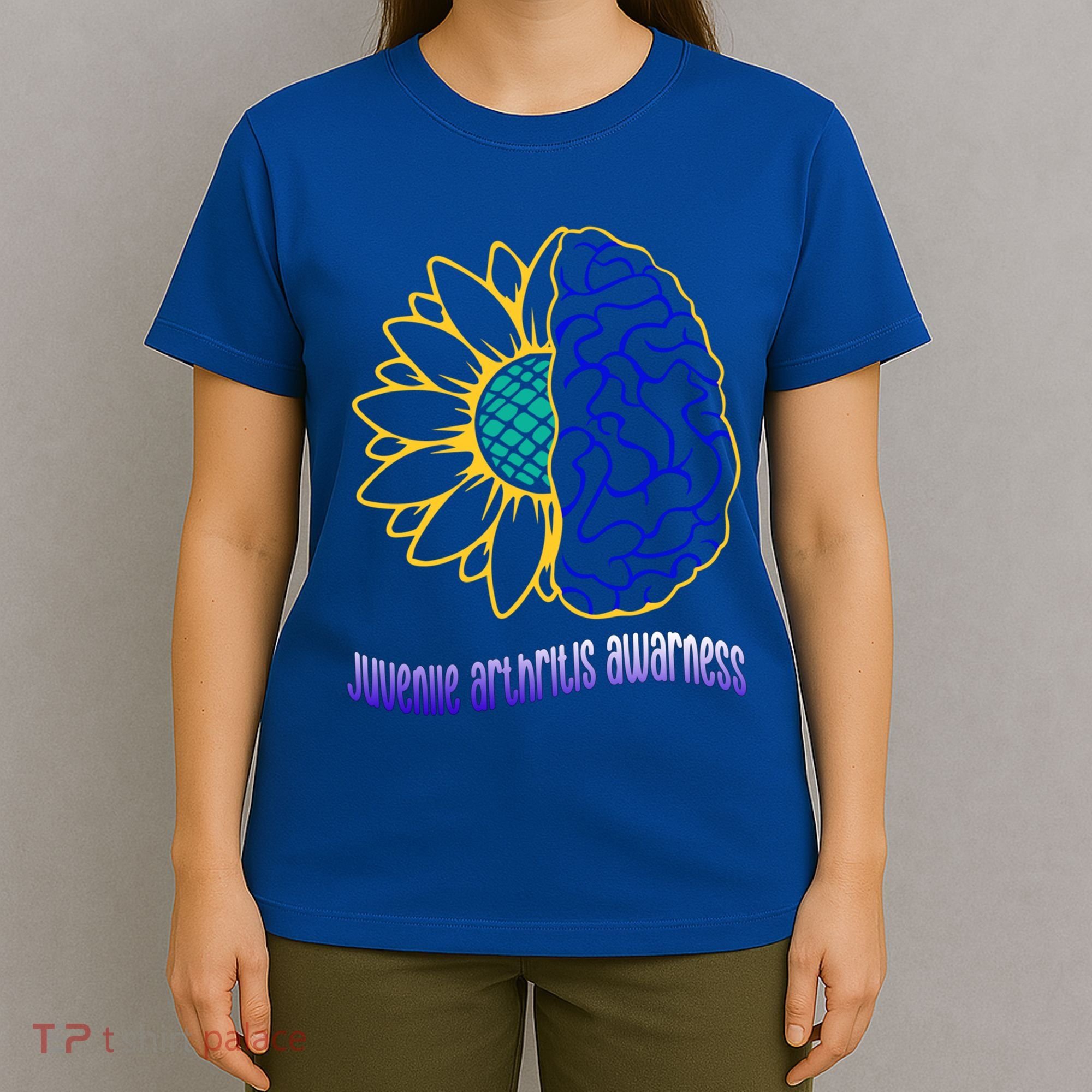 Juvenile Arthritis Awareness Month Sunflower Blue Ribbon Gift T-Shirt