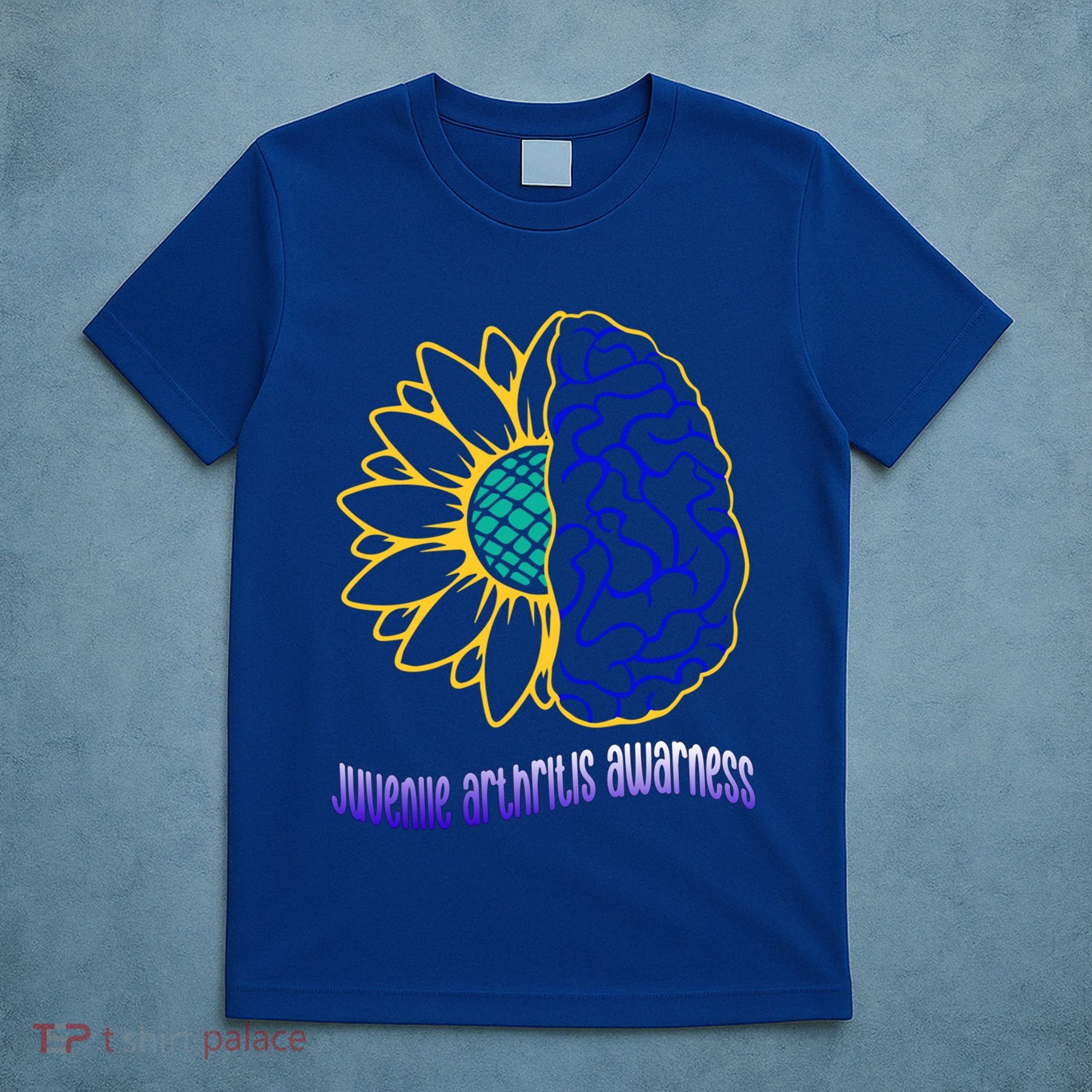 Juvenile Arthritis Awareness Month Sunflower Blue Ribbon Gift T-Shirt
