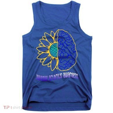 Juvenile Arthritis Awareness Month Sunflower Blue Ribbon Gift Tank Top