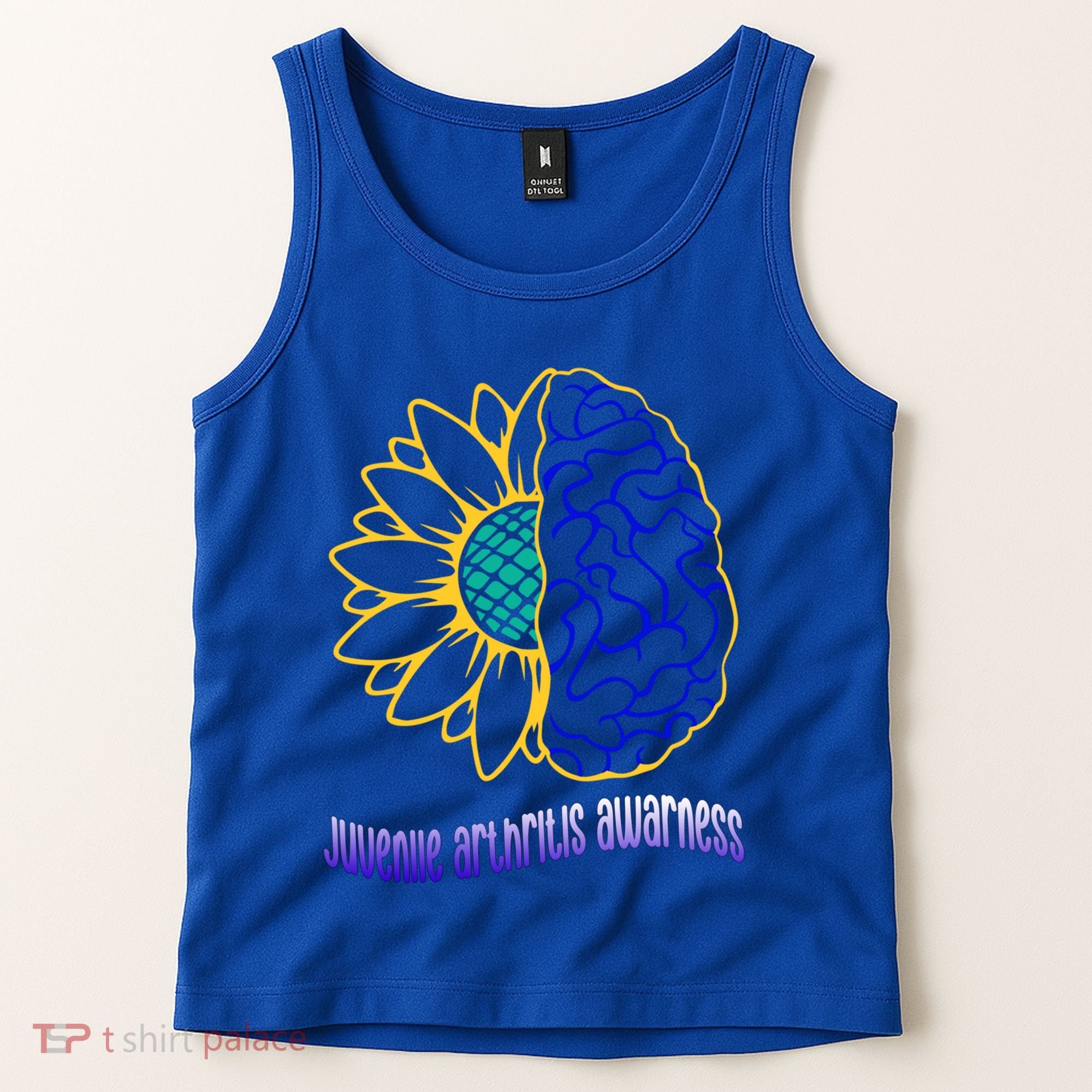 Juvenile Arthritis Awareness Month Sunflower Blue Ribbon Gift Tank Top