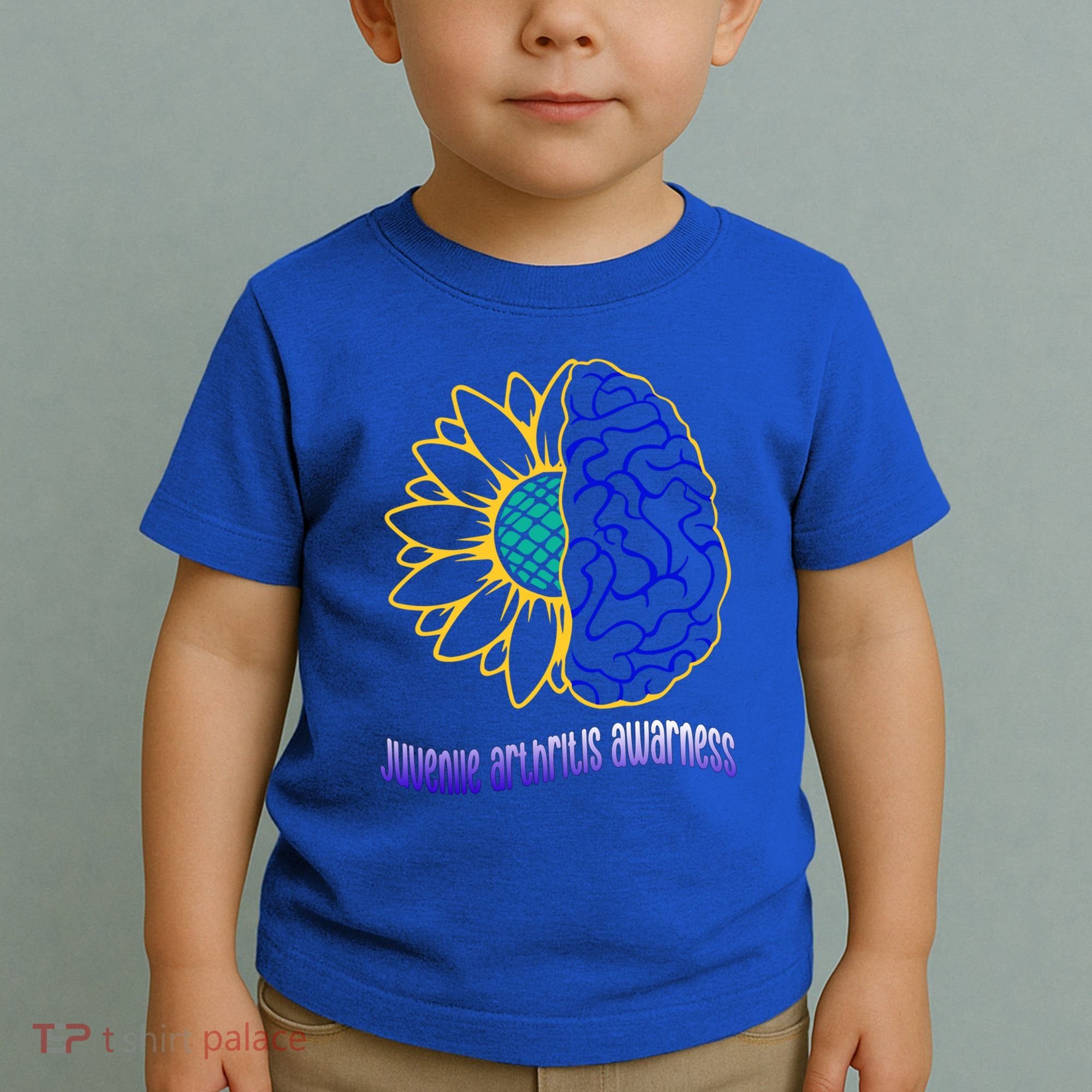 Juvenile Arthritis Awareness Month Sunflower Blue Ribbon Gift Toddler T-Shirt