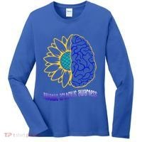 Juvenile Arthritis Awareness Month Sunflower Blue Ribbon Gift Women's Long Sleeve Shirt thumb 0