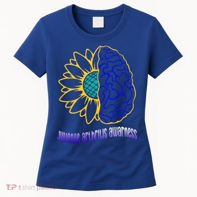 Juvenile Arthritis Awareness Month Sunflower Blue Ribbon Gift Women's T-Shirt