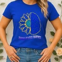 Juvenile Arthritis Awareness Month Sunflower Blue Ribbon Gift Women's T-Shirt thumb 2