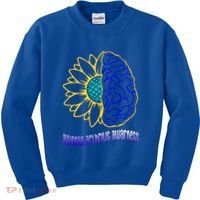 Juvenile Arthritis Awareness Month Sunflower Blue Ribbon Gift Kids Sweatshirt thumb 0