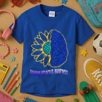 Juvenile Arthritis Awareness Month Sunflower Blue Ribbon Gift Kids T-Shirt thumb 3