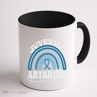 Juvenile Arthritis Awareness Month Blue Rainbow Ribbon Gift Coffee Mug thumb 1