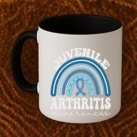 Juvenile Arthritis Awareness Month Blue Rainbow Ribbon Gift Coffee Mug thumb 2