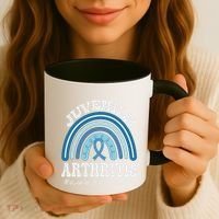 Juvenile Arthritis Awareness Month Blue Rainbow Ribbon Gift Coffee Mug thumb 3