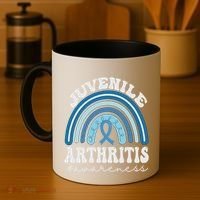 Juvenile Arthritis Awareness Month Blue Rainbow Ribbon Gift Coffee Mug thumb 4