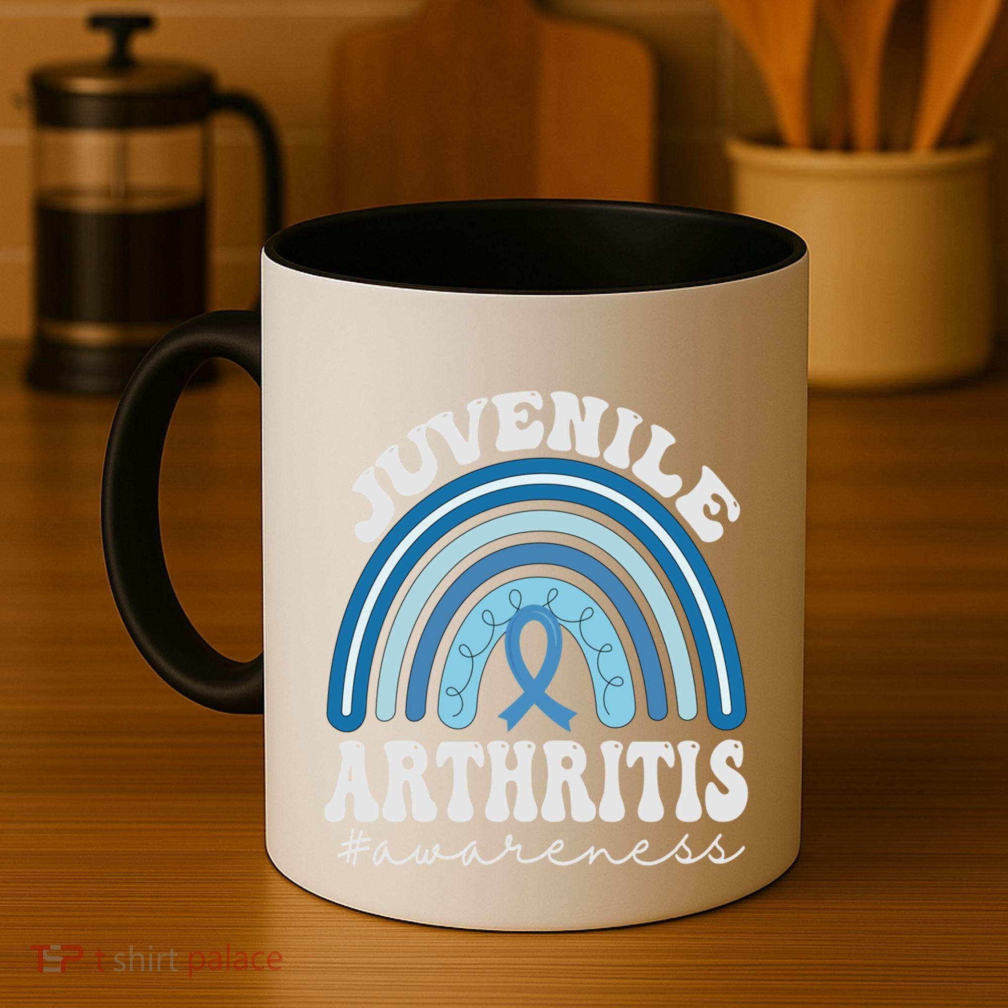 Juvenile Arthritis Awareness Month Blue Rainbow Ribbon Gift Coffee Mug