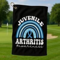Juvenile Arthritis Awareness Month Blue Rainbow Ribbon Gift Golf Towel thumb 1