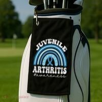 Juvenile Arthritis Awareness Month Blue Rainbow Ribbon Gift Golf Towel thumb 2
