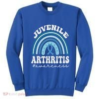 Juvenile Arthritis Awareness Month Blue Rainbow Ribbon Gift Sweatshirt thumb 0