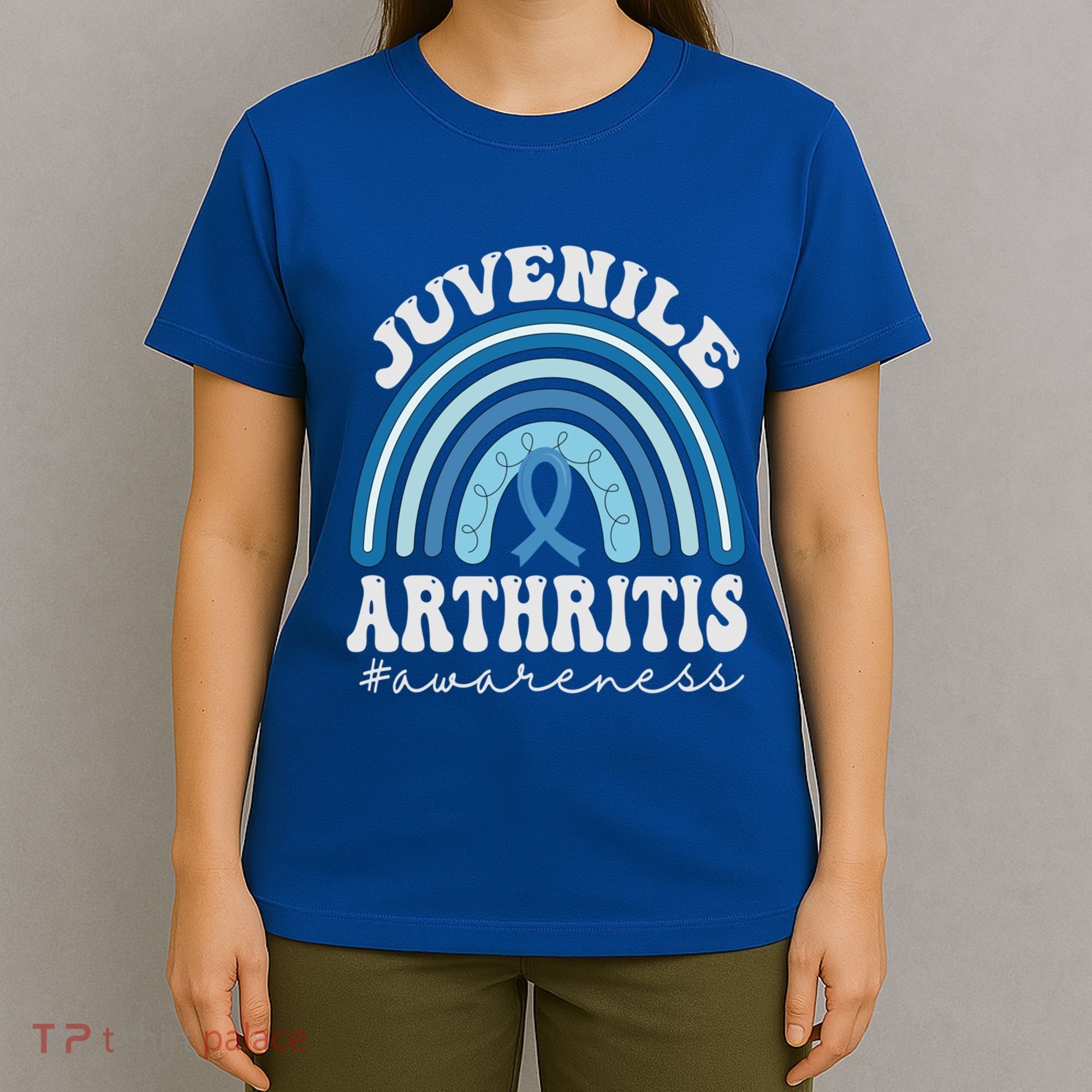 Juvenile Arthritis Awareness Month Blue Rainbow Ribbon Gift T-Shirt