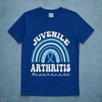 Juvenile Arthritis Awareness Month Blue Rainbow Ribbon Gift T-Shirt thumb 5