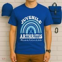 Juvenile Arthritis Awareness Month Blue Rainbow Ribbon Gift T-Shirt thumb 6