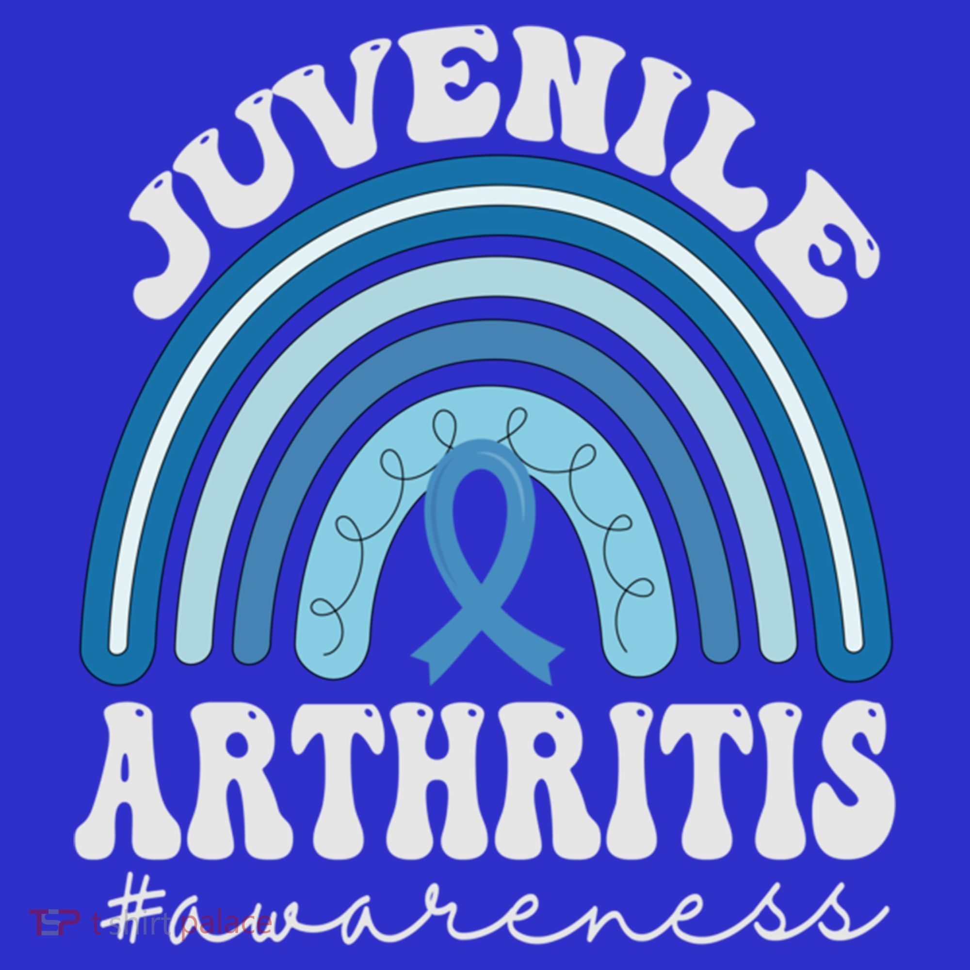 Juvenile Arthritis Awareness Month Blue Rainbow Ribbon Gift T-Shirt