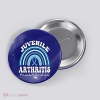 Juvenile Arthritis Awareness Month Blue Rainbow Ribbon Gift Button thumb 0