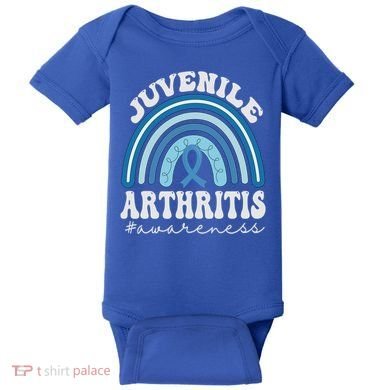 Juvenile Arthritis Awareness Month Blue Rainbow Ribbon Gift Baby Bodysuit