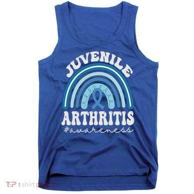 Juvenile Arthritis Awareness Month Blue Rainbow Ribbon Gift Tank Top
