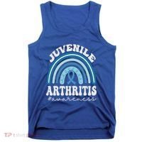 Juvenile Arthritis Awareness Month Blue Rainbow Ribbon Gift Tank Top thumb 0