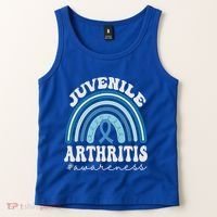 Juvenile Arthritis Awareness Month Blue Rainbow Ribbon Gift Tank Top thumb 2