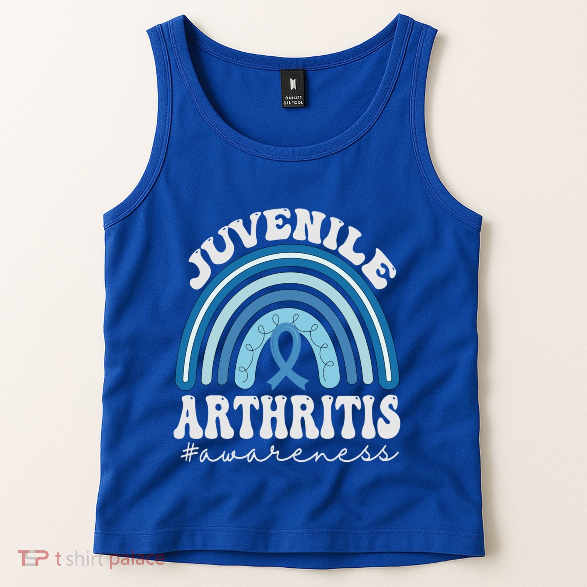 Juvenile Arthritis Awareness Month Blue Rainbow Ribbon Gift Tank Top
