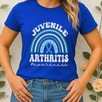 Juvenile Arthritis Awareness Month Blue Rainbow Ribbon Gift Women's T-Shirt thumb 2