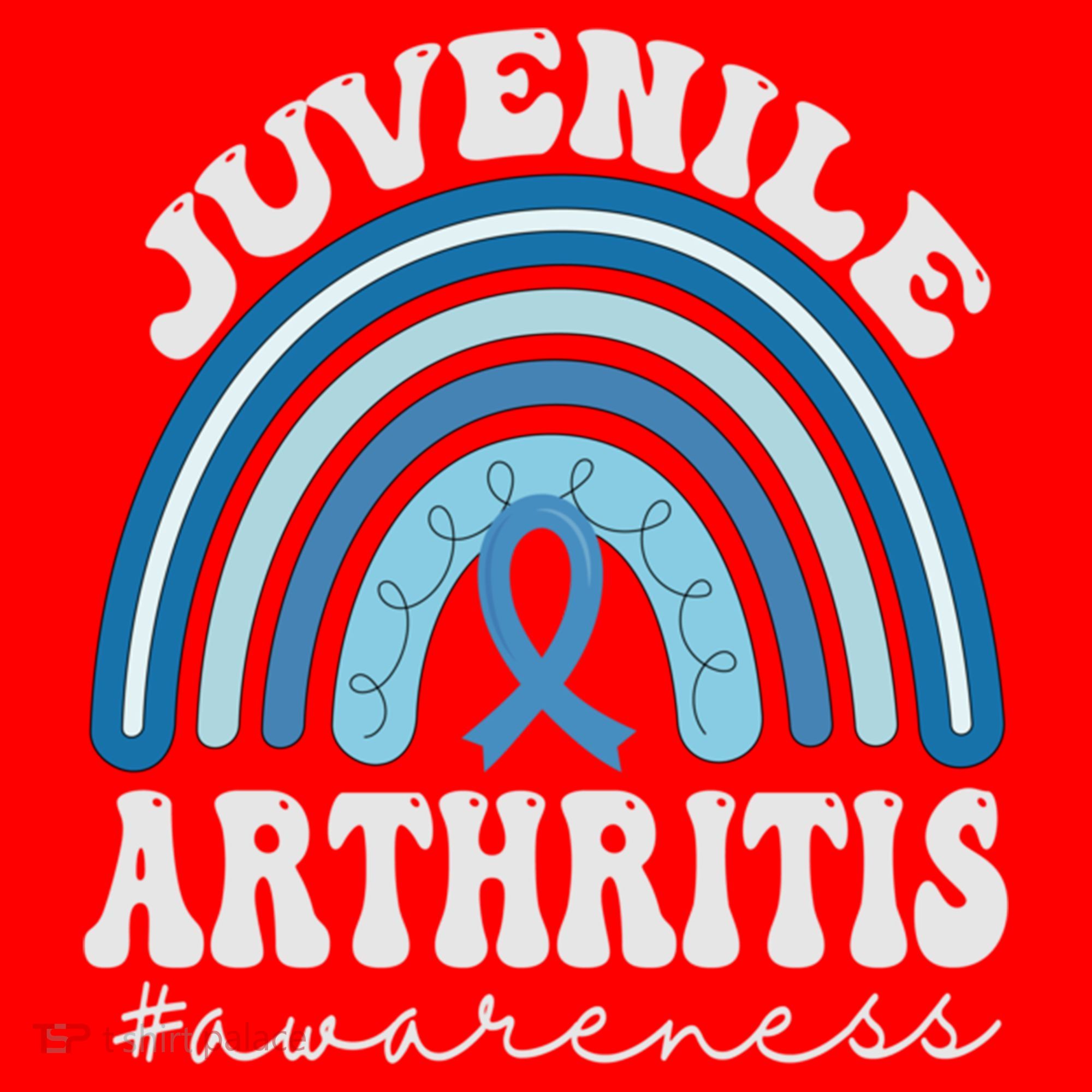 Juvenile Arthritis Awareness Month Blue Rainbow Ribbon Gift Santa Hat