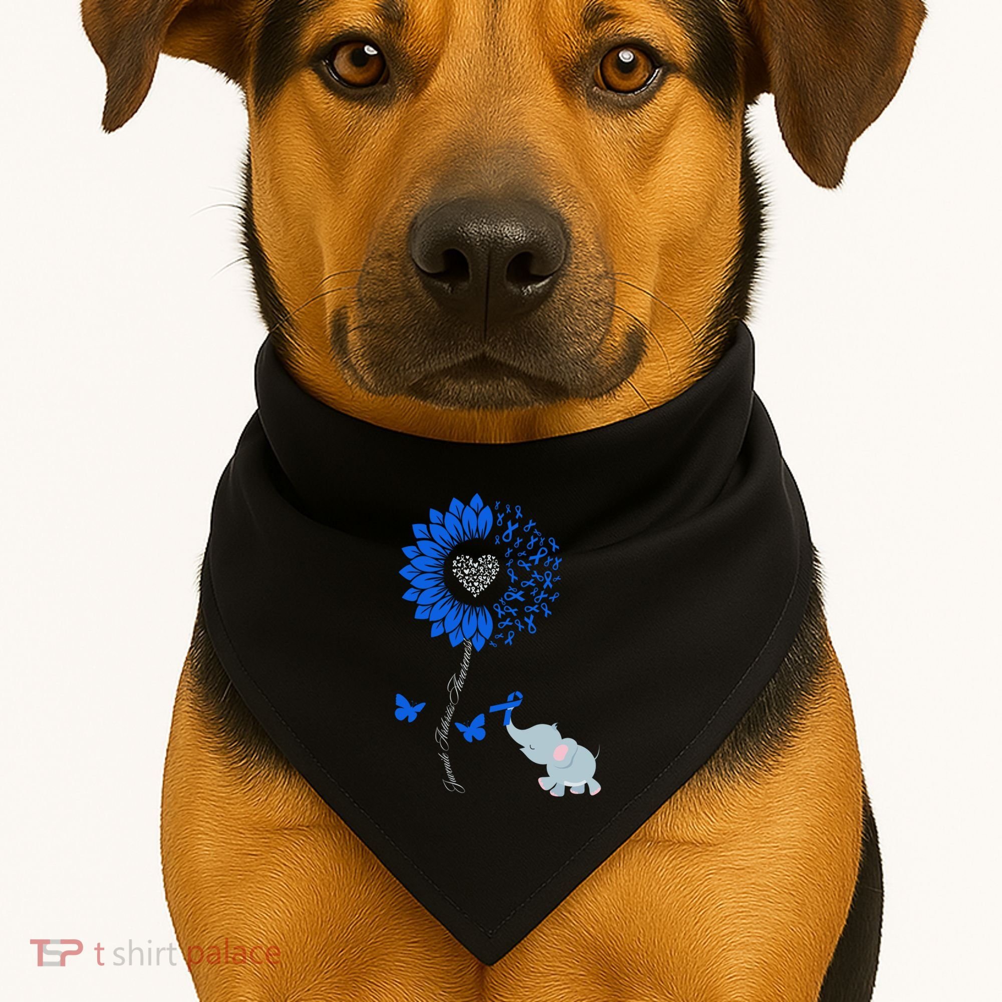 Juvenile Arthritis Awareness Sunflower Elephant Butterfly Gift USA-Made Doggie Bandana