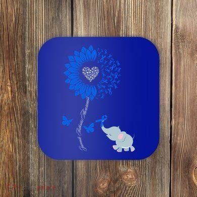 Juvenile Arthritis Awareness Sunflower Elephant Butterfly Gift Coaster