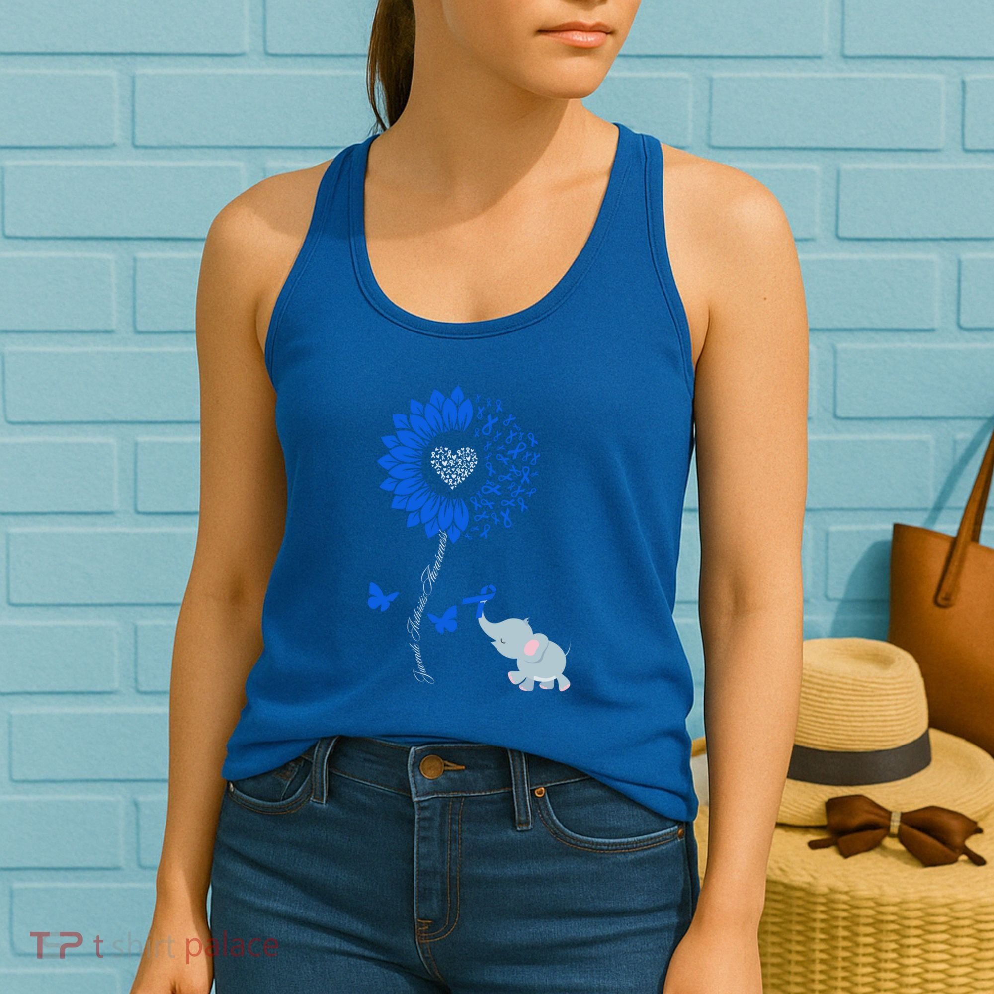 Juvenile Arthritis Awareness Sunflower Elephant Butterfly Gift Women's Tank Top