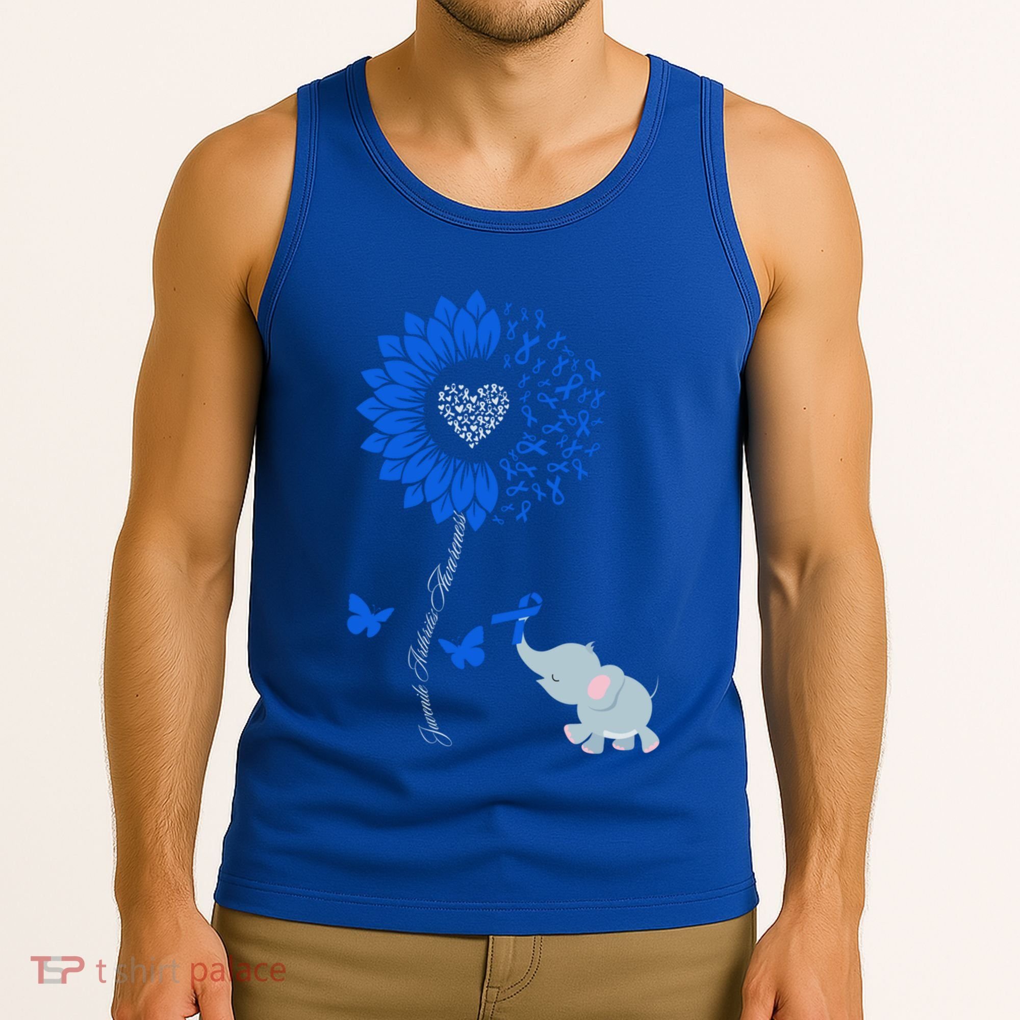 Juvenile Arthritis Awareness Sunflower Elephant Butterfly Gift Tank Top