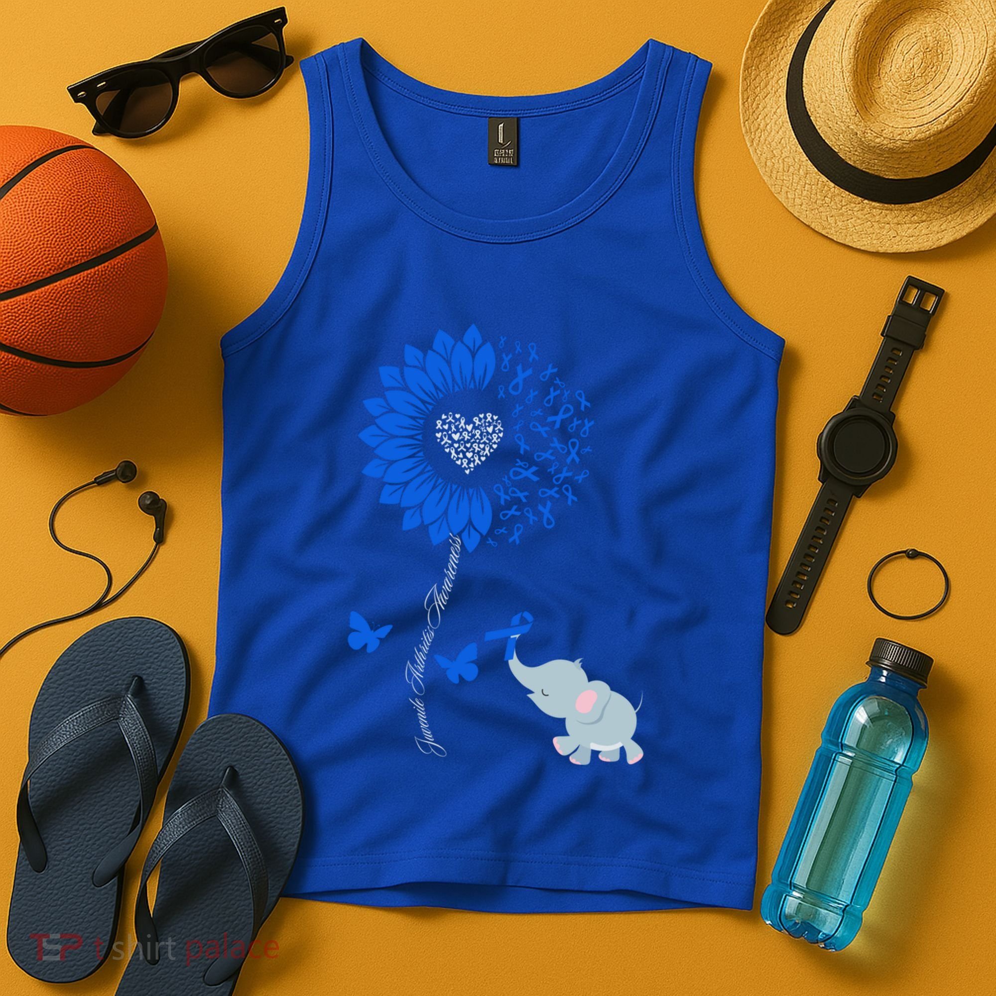 Juvenile Arthritis Awareness Sunflower Elephant Butterfly Gift Tank Top