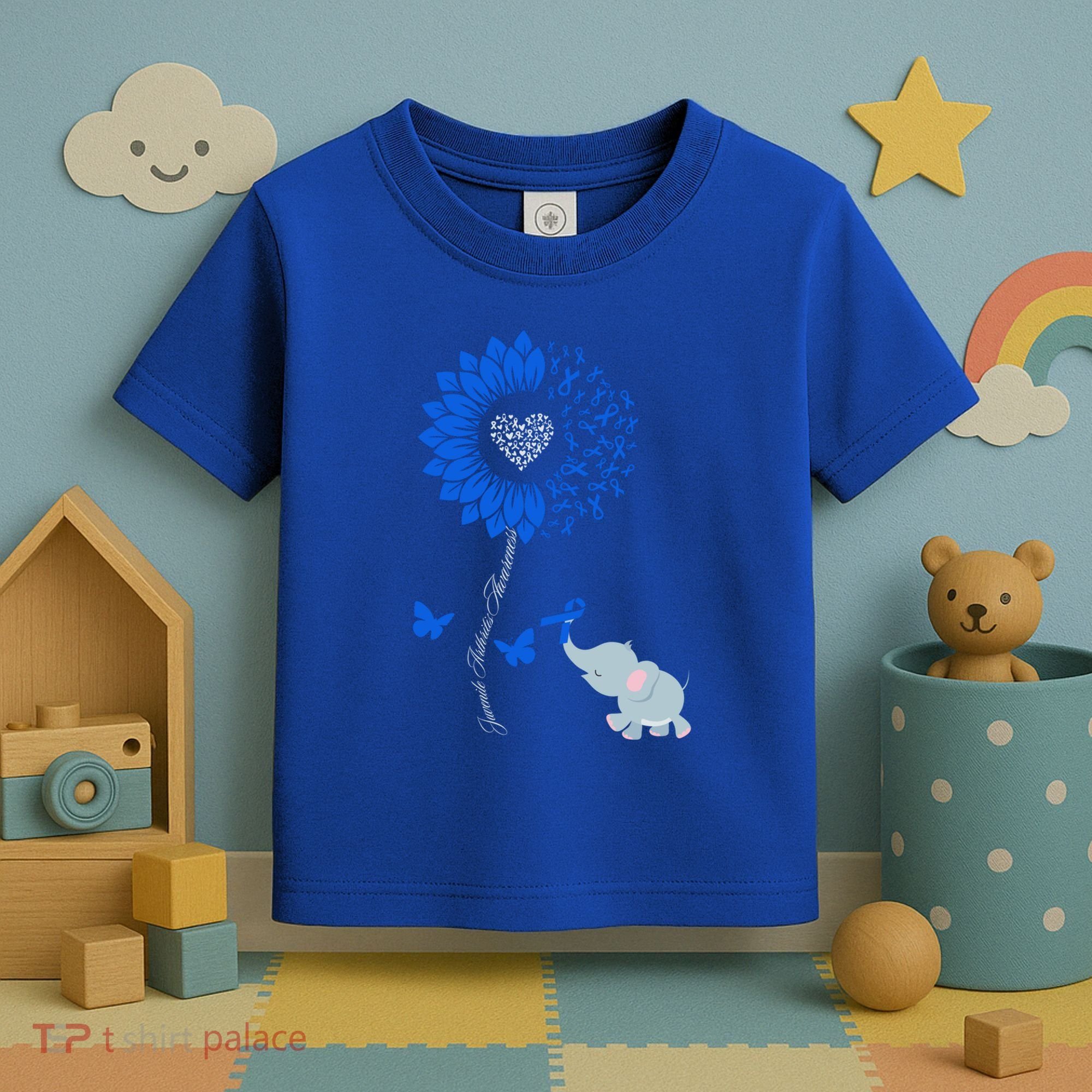 Juvenile Arthritis Awareness Sunflower Elephant Butterfly Gift Toddler T-Shirt