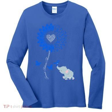 Juvenile Arthritis Awareness Sunflower Elephant Butterfly Gift Women's Long Sleeve Shirt