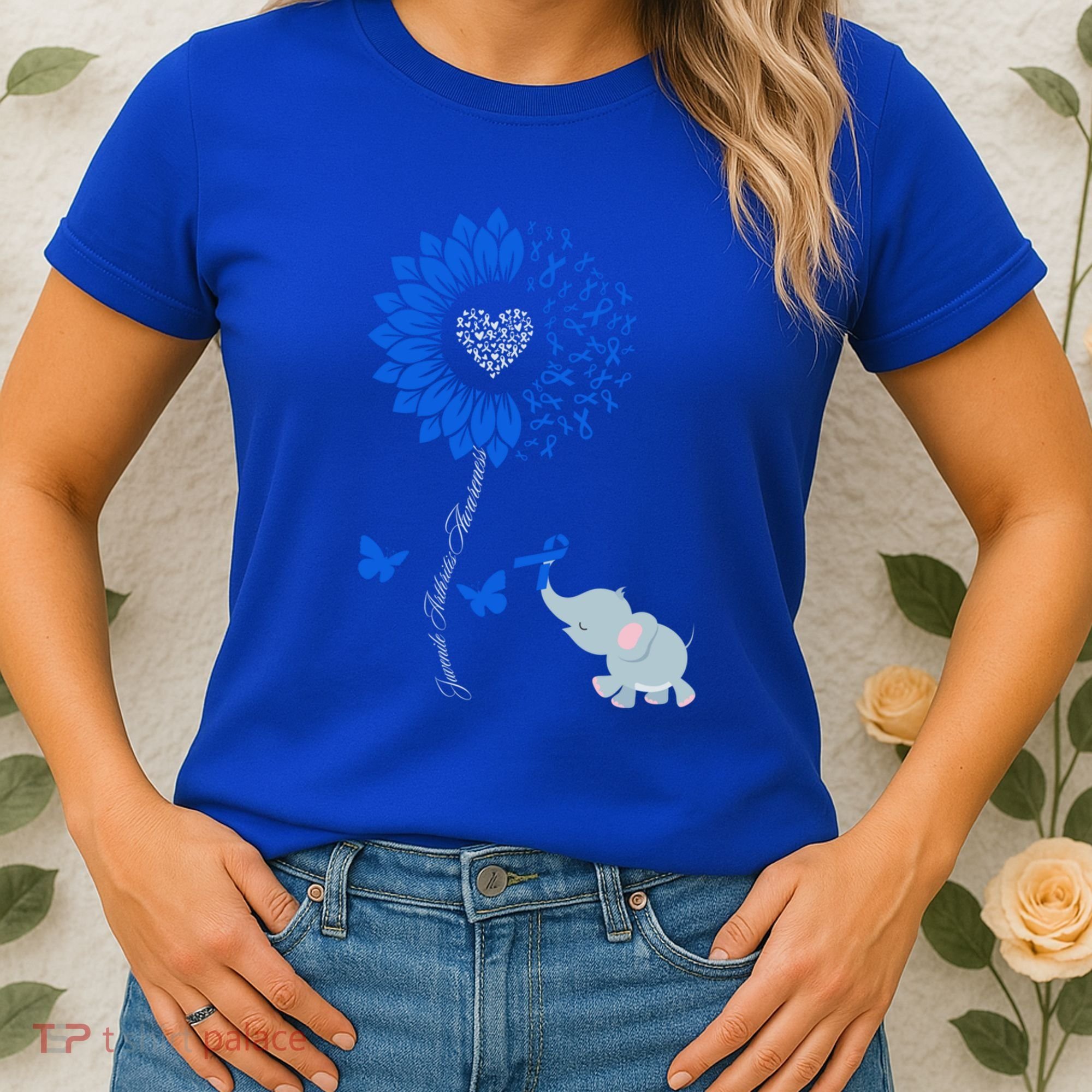 Juvenile Arthritis Awareness Sunflower Elephant Butterfly Gift Women's T-Shirt