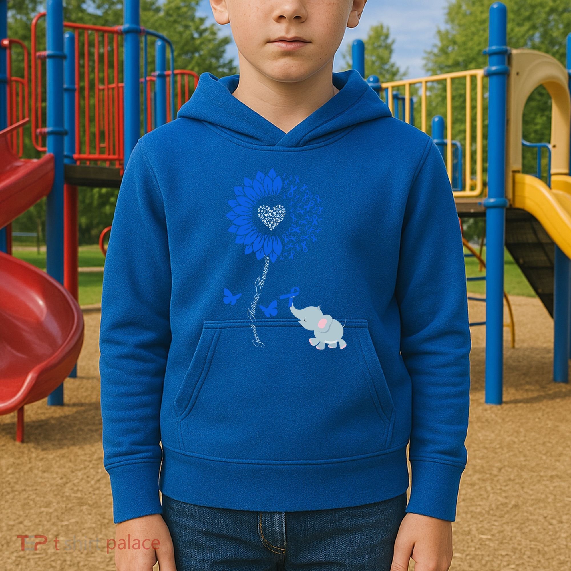 Juvenile Arthritis Awareness Sunflower Elephant Butterfly Gift Kids Hoodie