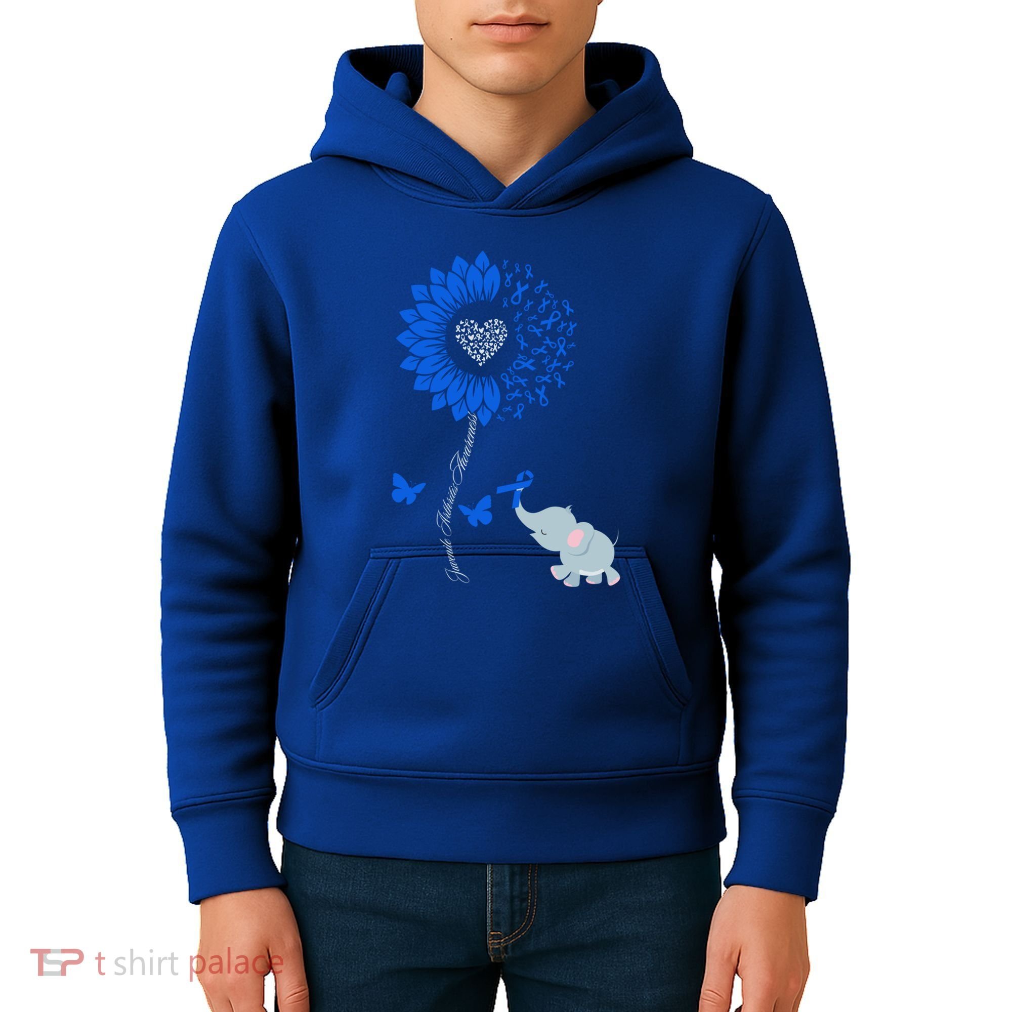 Juvenile Arthritis Awareness Sunflower Elephant Butterfly Gift Kids Hoodie