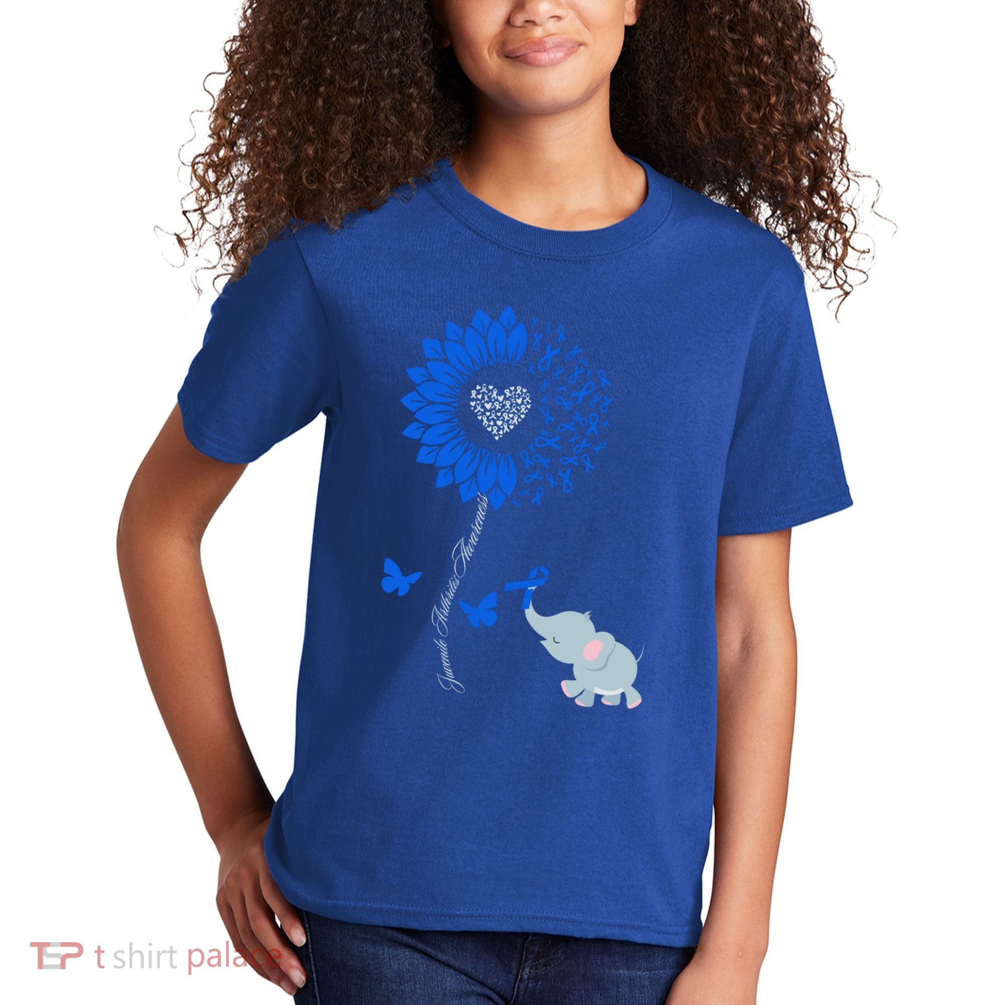 Juvenile Arthritis Awareness Sunflower Elephant Butterfly Gift Kids T-Shirt