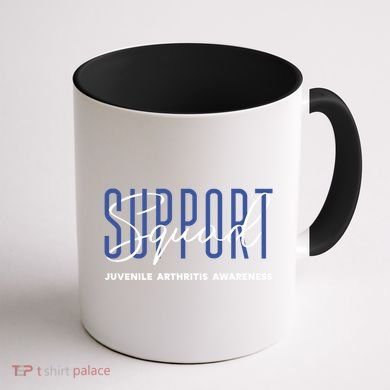 Juvenile Arthritis Awareness Support Squad Blue Ribbon Meaningful Gift Coffee Mug back