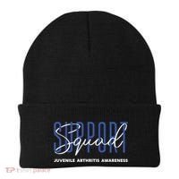 Juvenile Arthritis Awareness Support Squad Blue Ribbon Meaningful Gift Beanie thumb 0