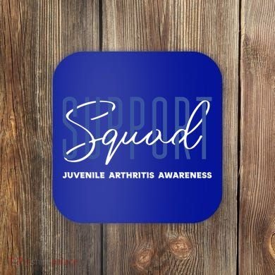 Juvenile Arthritis Awareness Support Squad Blue Ribbon Meaningful Gift Coaster